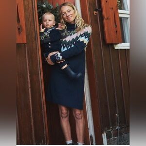 Millie Fair Isle knitted dress Navy